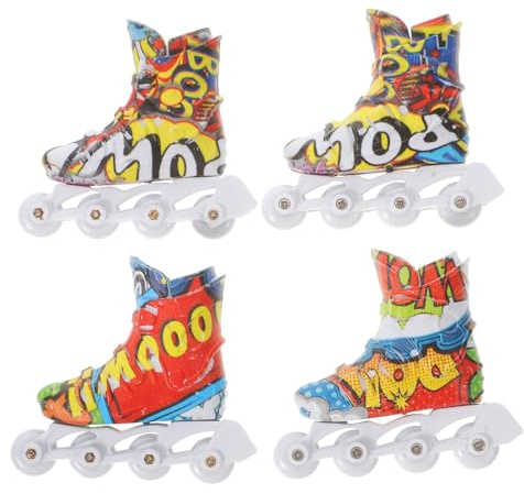 FUNOMOCYA Mini Finger Skate Shoes Toy Set with 2 Patterns Compact Finger Skateboards for Leisure Desk Play Sturdy and Lightweight for Indoor Fun Style