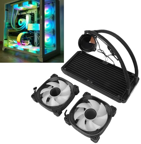 Dpofirs ARGB Flytande CPU-Kylare, Close Loop AIO-vätskekylare med 240 Mm Kylare, Stöd för AM4 AM5, 2,2 Tums LCD Dubbelfläkt Vattenkylning för Dator (svart)