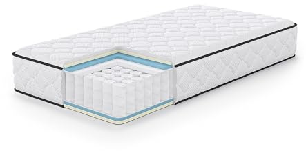 AKORD Colchón Individual Grande 100x200 cm, Muelles Ensacados 7 Zonas, Dureza H3 Media, Altura 24 cm, Colchón Cama 11 Capas Reversible, Protector Incluido, Certificado Oeko-Tex®, 18,3kg