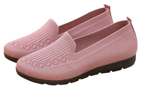 Platta skor för kvinnor – fritidsskor för kvinnor av nättyg damskor enfärgade ortopediska andningsbara slip-skor utan skosnören, sommarskor, halkfria sneakers