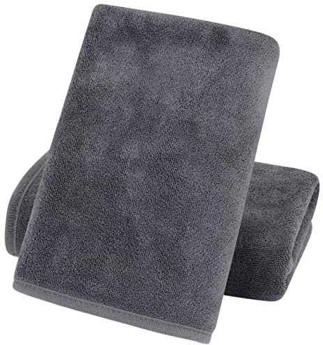 KinHwa Mikrofaser Handtuch 2er Set | Weiche und leichte Microfaser Handtücher, Mikrofaser Badetuch, Super saugfähiges Sporthandtuch| 40cm x 76cm | Reisehandtuch Schnelltrocknend & fusselfrei | Grau