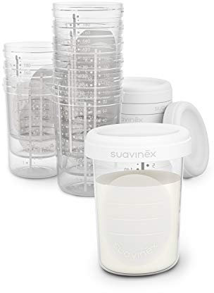 Lot de 10 pots de conservation transparent et blanc - Suavinex