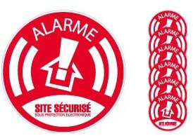 x6 Alarme site sécurisé sous protection électronique 6568 autocollant adhésif sticker - Taille : 12 cm