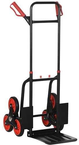 DURHAND Stair Climbing Hand Truck, Heavy Duty Foldable Trolley on Wheels, Multi-Purpose Sack, Steel Truck Moving Trolley, 120kg, Red