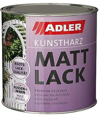 ADLER Kunstharz Mattlack Beige, RAL9001 Cremeweiß 375 ml - Lack matt, geruchsarm gute Wetterbeständigkeit und hohe Deckkraft - Kunstharzlack in Bootslack Qualität