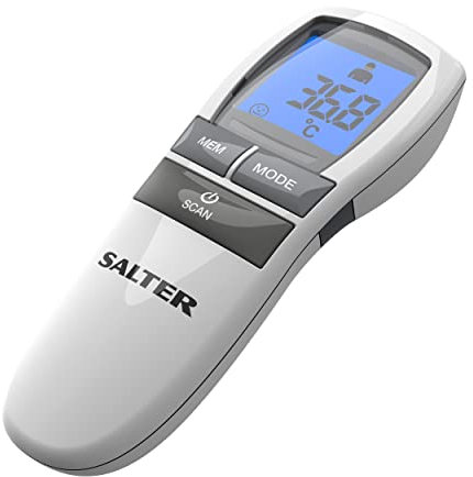 Salter TE-250-EU berührungsloses InfrarotThermometer, digital fieberthermometer reer kontaktlos Stirnmodus, Nachtmodus, Fieber-Alarm, forehead thermometer, kinder fieberthermometer