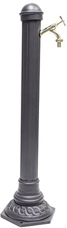 Säulenbrunnen Modell Pandora aus Gusseisen und Aluminium für Haus und Garten und Wasserhahn aus Messing mit wählbarer Oberfläche (glänzend)
