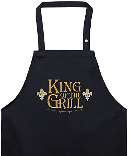 EXPRESS-STICKEREI BBQ Grillschürze - Lustige Kochschürze für Grillfans - Verstellbare Latzschürze für Männer/Frauen - Küchenschürze mit Spruch King of the grill - Lilie - Grillschürze