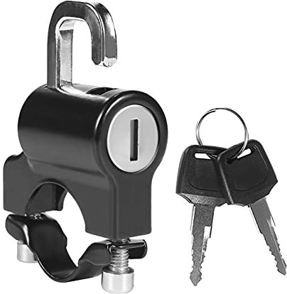 Goolsky Lucchetto per casco moto universale Lucchetto di sicurezza per casco antifurto Metallo 22mm-26mm Nero con set di 2 chiavi