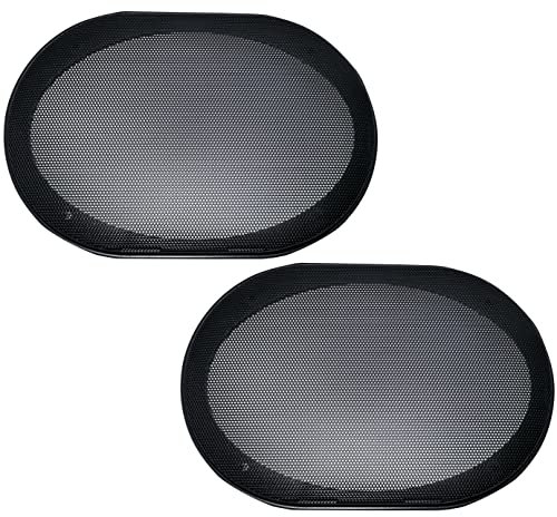 AERZETIX - C53592 - Set di 2 griglie reti di protezione per altoparlanti/casse subwoofer - diametro 175x260mm - colore nero - per auto veicolo