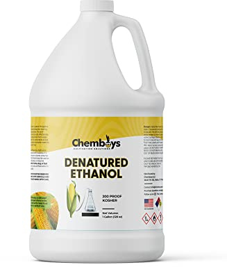 Chemboys Denatured Ethanol Ethyl Alcohol, High Purity Methylated Spirits – Laboratory Grade Solvent Denatured with Heptane for Plant Extraction - Made in USA - Half Gallon (64 fl oz)