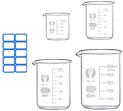 Bägare, mätkopp 500 ml 250 ml 100 ml 50 ml borosilikatglas bägare för laboratoriebägare