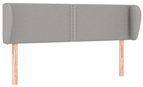 vidaXL Kopfteil mit Ohren Betthaupt Polsterkopfteil Schlafzimmer Bettkopfteil für Bett Bettgestell Bettzubehör Hellgrau 147x23x78/88cm Stoff