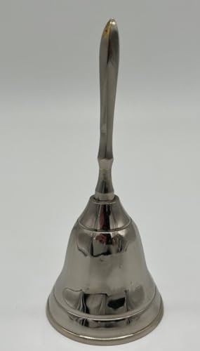 Casa Padrino Campana de Mano latón niquelado Ø 4,5 x A. 11 cm - Campana de Mesa - Campana de Servicio - Campana de gastronomía - Campana de Hotel - Accesorios de decoración de Hotel y gastronomía