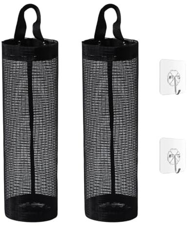 PLKSEI 2 pezzi supporti per sacchetti di plastica Porta Sacchetti Spazzatura Porta Sacchetti Spazzaturadi da Appendere per sacchi della spazzatura in rete traspirante pieghevole con adatti ganci