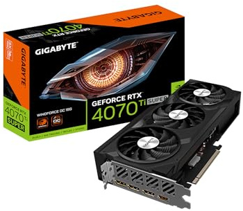 Gigabyte GeForce RTX 4070 Ti Super WINDFORCE OC 16G Tarjeta gráfica, 3 Ventiladores WINDFORCE, 16GB 256-bit GDDR6X, GV-N407TSWF3OC-16GD Tarjeta de Video