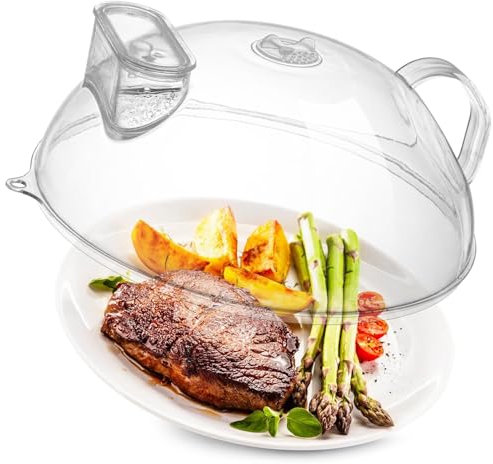 WENWELL Microwave Splatter Cover,Protect Food Splashes,Dish Bowl Plate Serving Lid with Handle,BPA-Free,Clear Safe Plastic,Microwave Cover for Food,10 Inch