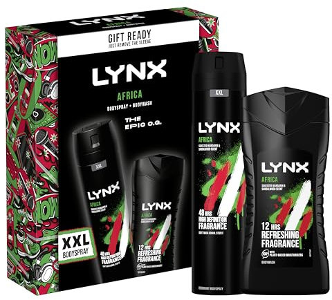 LYNX Africa The Epic O.G. Duo Deodorant Gift Set Body Wash & Body Spray perfect for his daily routine 2 piece