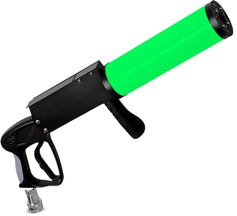 CO2 Party Gun mit 6m Reichweite | 3m Kabel + No-Frost Ausgangsrohr | Hochwertige CO2 DJ Kanone/Pistole | Für DJ Club Stage Bühne geeignet | Jet Machine (LED Gun)