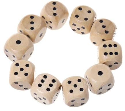 WeddHuis 10 Pièces Grands Dés en Bois D6 Set de Dés pour Jeux de Cartes Accessoires de Fête (2cm) (Naturel)