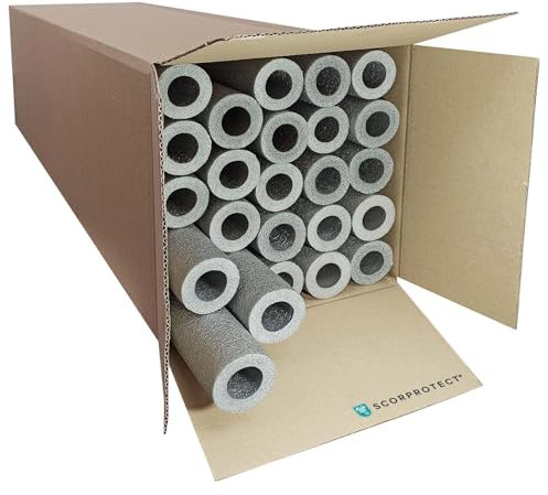 Scorprotect® voller Karton PE Rohrisolierung grau, angeschlitzt 24 Meter (Grau, 28 x 13 mm x 1 Meter)