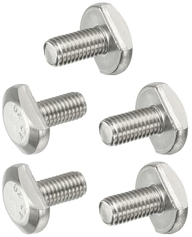 PATIKIL Tornillos De Ranura En T M8 X 16 Mm, 5 Pcs Acero Inoxidable 304 Tornillo De Inserción En Forma De T Pernos Deslizantes Roscado Métrico Cabeza De Martillo Para Pista En T, Plateado