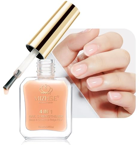 MIZHSE Nail Strengthener, 16 ml Strengthener Treatment for Damaged and Weak Nails, Nail Hardener Extra Strong and Growth Smoothing Base Coat