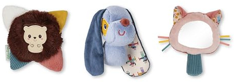 Lilliputiens - Set de 3 Hochets Sensoriels - Jules & Ses Amis - Jouets d'Eveil Colorés - Stimulent 3 Sens : La Vue, Le Toucher & l’Ouïe - Boite Cadeau - Dès La Naissance - 83587