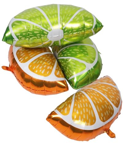 Toyvian 4 Pièces Ballons Aluminium Décoration Fête Citron Ballon Forme Orange et Citron Accessoires Colorés pour Anniversaire et Soirée