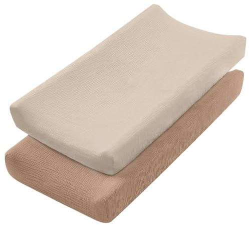 Lot de 2 housses de matelas à langer réutilisables en coton doux et respirant