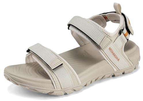 Mishansha Sandalias Mujer Verano Zapatos Trekking Deportivas con Punta Abierta Playa al Aire Libre Beige 42 EU
