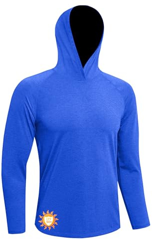 MEETWEE T-Shirt UV Homme Manches Longues Capuche,Bleu Roi,L