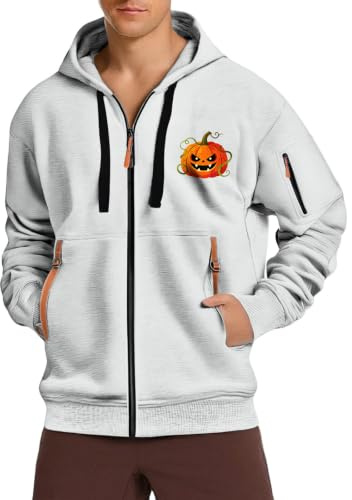Huvtröja med dragkedja, 3 XL, sweatjacka, sportjacka herr med huva | Huvtröja herr långärmad, sportig fritidsjacka herr fritidsjacka med tryck träningsjacka för halloween kostym