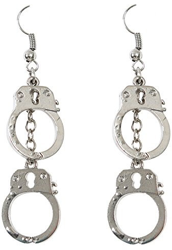 FRIES Ohrringe Handschellen Polizei Cop Accessoire Karneval