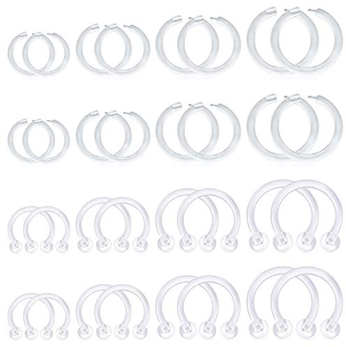 D.Bella 16G Clair Piercing Bijoux de Corps Acrylique Retenues Flexibles Cartilage en plastique Helix Daith Rook Tragus Piercing Septum Nasal Lèvres Sourcils Anneaux Mix Retainers Set
