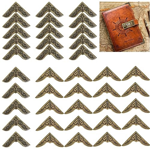 Plstod 40pcs Buch Eckenschützer Vintage Fotoalben Kantenschutz Metall Bücher Zubehör Album Ecken Dekorationen Bronze Buchecke Schutzecke Für Scrapbook Bücher Sammelalben Menüs Corner Protecting