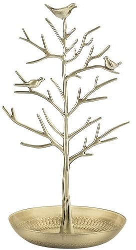 TRIXES Gold Style Jewellery Tree Stand – Vintage Birds – Hang your Jewellery – Hanging Organiser Rack Tower – Display Stand