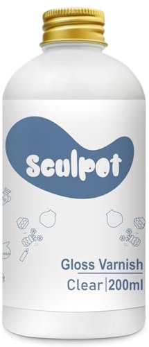 Air Dry Clay Lasur, 200 ml Glanzlack zum Lufttrocknen von Ton, Keramik und Acrylfarbe, farblos, wasserdicht, kratzfest