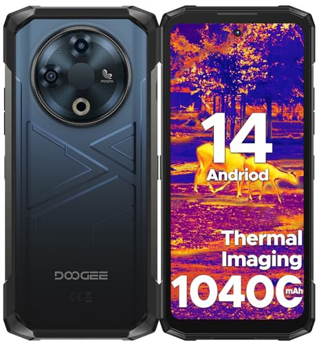 DOOGEE Fire 6 Termocamera Smartphone Rugged 16(6+10) GB RAM + 256GB ROM, 10400 mAh 6.56 HD Smartphone 50MP Android 14 Telefono Indistruttibile, Triplo Slot Schede, IP68/IP69K/OTG/GPS Blu