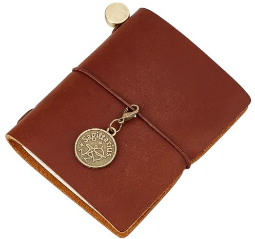 CRASPIRE Cuaderno de Diario de Cuero Pequeño Papel En Blanco Viaje Vintage Diario 3.3x3.1 Pulgada Recargable 128 páginas Encuadernado Bloc de Notas Portátil para Hombre Mujer Regalos Antiguos Artista