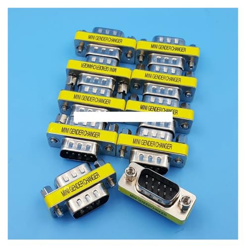 PQYSMVVG 10Pcs DB9 9Pin Male to Male Gender Changer Adapter RS232 Serial Connector