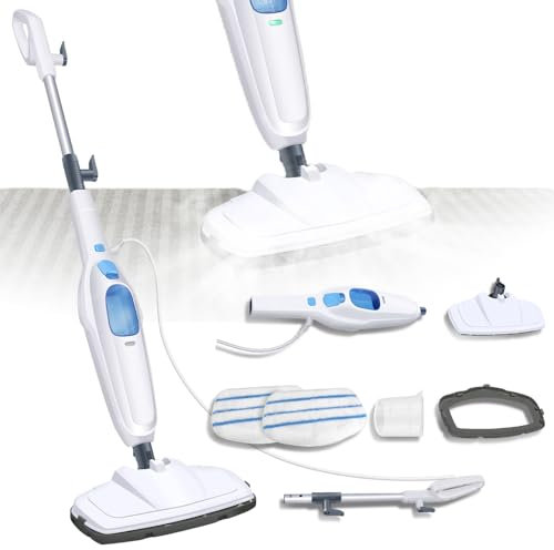 Dampfreiniger Steamclean Multifunktion 10 in 1, 1300W, Reiniger Handgerät, Dampfmop Teppichreiniger Bodendampfreiniger, entfernt bis zu 99,9% der Bakterien Dampfbesen für alle Böden