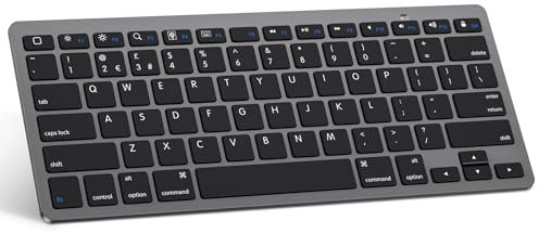 OMOTON Bluetooth Wireless Keyboard for iOS Compatible with iPad Pro/Air/Mini, iPhone and More, UK QWERTY Keyboard Layout, Space Grey