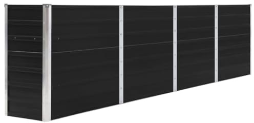 Myheimly Hochbeet Pflanzkübel Pflanzbeet Gemüsebeet Gartenbeet Frühbeet Blumenkasten Pflanzkasten Garten Verzinkter Stahl Anthrazit 320 x 40 x 77 cm