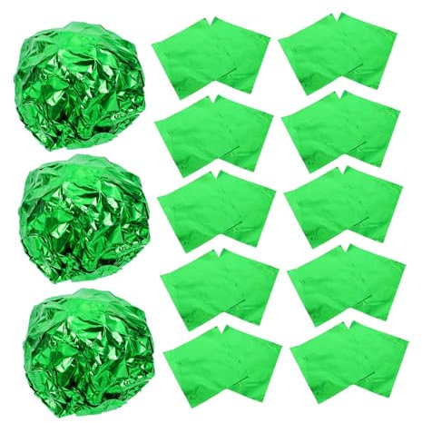 BESTOYARD 100pcs Green Foil Covered Truffles Candy Wrapper Aluminum Foil for BBQ Kitchen