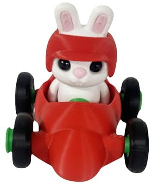 Kaninchen-Karotten-Auto für Jungen und Mädchen, Häschen-Desktop-Ornament, 3D-gedrucktes Spielzeug, süßes Kaninchen-Karotten-Auto, inspiriert die grenzenlose Fantasie der Kinder Kjn98 (B, One Size)