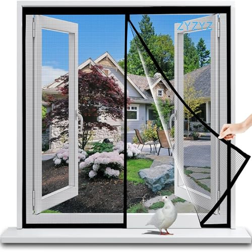 Mosquitera Cortina Magnetica, 65x175cm Negro Corredera Cortina Mosquitera Magnética, Cierre Magnético Automático, Anti-insectos para Salón/Balcón/Dormitorio