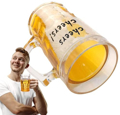 Vasos de cerveza falsos, 450 ml, doble capa, divertido vaso de cerveza, modelo falso, decoración de jarra de cerveza, taza de broma realista para bares, bebidas, para el día del padre, cumpleaños