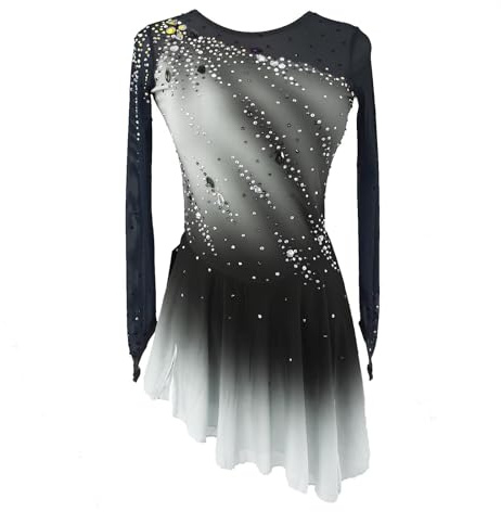 LIUHUO Figure Skating Dress Girls Women Elegant Gradient Quality Crystals Competition Skate Skirt Purple