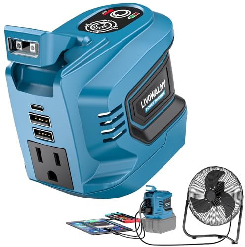 200W Portable Power Inverter Compatible with Makita 18V, Outdoor Generato Battery Converter with 2 USB & AC Battery Powered Outlet, Convert DC 18V to AC 110V-120V Portable Power Station (Tool Only)
